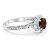 Art Deco Round Natural Stone Wedding Ring