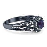 Art Deco Round Natural Stone Filigree Ring