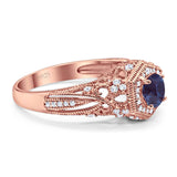 Art Deco Round Natural Stone Filigree Ring