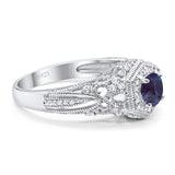 Art Deco Round Natural Stone Filigree Ring