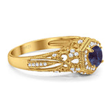 Art Deco Round Natural Stone Filigree Ring