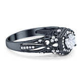 Art Deco Round Natural Stone Filigree Ring