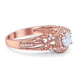 Art Deco Round Natural Stone Filigree Ring