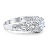 Art Deco Round Natural Stone Filigree Ring