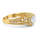 Art Deco Round Natural Stone Filigree Ring