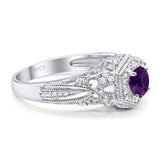 Art Deco Round Natural Stone Filigree Ring