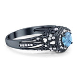Art Deco Round Natural Stone Filigree Ring