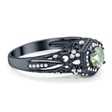 Art Deco Round Natural Stone Filigree Ring