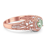 Art Deco Round Natural Stone Filigree Ring