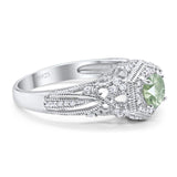 Art Deco Round Natural Stone Filigree Ring