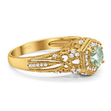 Art Deco Round Natural Stone Filigree Ring