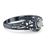 Art Deco Round Natural Stone Filigree Ring
