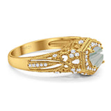 Art Deco Round Natural Stone Filigree Ring