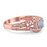 Art Deco Round Natural Stone Filigree Ring