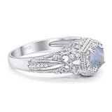 Art Deco Round Natural Stone Filigree Ring