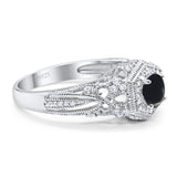Art Deco Round Natural Stone Filigree Ring