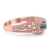 Art Deco Round Natural Stone Filigree Ring