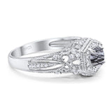 Art Deco Round Natural Stone Filigree Ring
