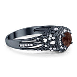 Art Deco Round Natural Stone Filigree Ring