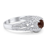 Art Deco Round Natural Stone Filigree Ring