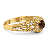 Art Deco Round Natural Stone Filigree Ring