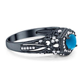 Art Deco Round Natural Stone Filigree Ring