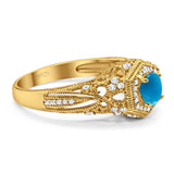 Art Deco Round Natural Stone Filigree Ring