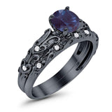 Two Piece Round Natural Stone Bridal Ring