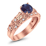 Two Piece Round Natural Stone Bridal Ring