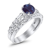 Two Piece Round Natural Stone Bridal Ring