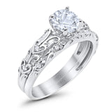Two Piece Round Natural Stone Bridal Ring