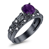 Two Piece Round Natural Stone Bridal Ring