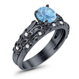 Two Piece Round Natural Stone Bridal Ring