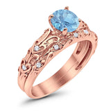 Two Piece Round Natural Stone Bridal Ring