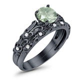 Two Piece Round Natural Stone Bridal Ring