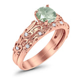 Two Piece Round Natural Stone Bridal Ring