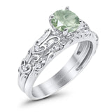 Two Piece Round Natural Stone Bridal Ring