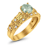 Two Piece Round Natural Stone Bridal Ring