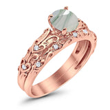 Two Piece Round Natural Stone Bridal Ring