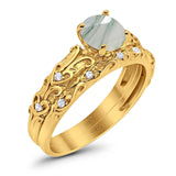 Two Piece Round Natural Stone Bridal Ring