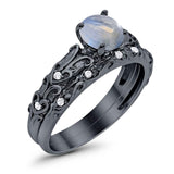 Two Piece Round Natural Stone Bridal Ring
