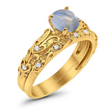 Two Piece Round Natural Stone Bridal Ring