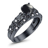Two Piece Round Natural Stone Bridal Ring