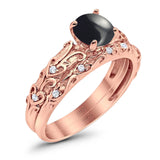 Two Piece Round Natural Stone Bridal Ring