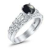 Two Piece Round Natural Stone Bridal Ring