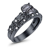 Two Piece Round Natural Stone Bridal Ring