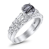 Two Piece Round Natural Stone Bridal Ring