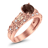 Two Piece Round Natural Stone Bridal Ring