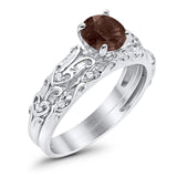 Two Piece Round Natural Stone Bridal Ring