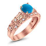 Two Piece Round Natural Stone Bridal Ring